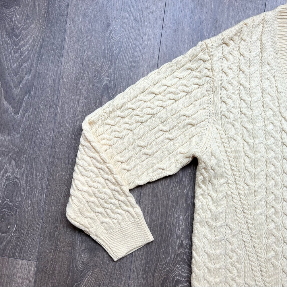 Aritzia Wilfred Devry Sweater Ribbed Cable Knit Chunky Merino Wool Yellow - Picture 5 of 11